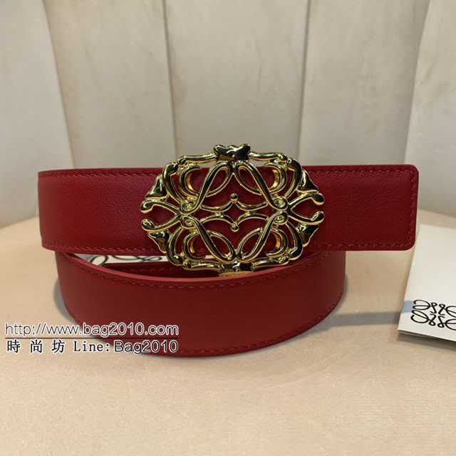 LOEWE女士皮帶 羅意威經典銅扣手掌紋雙面牛皮腰帶  jjp1806